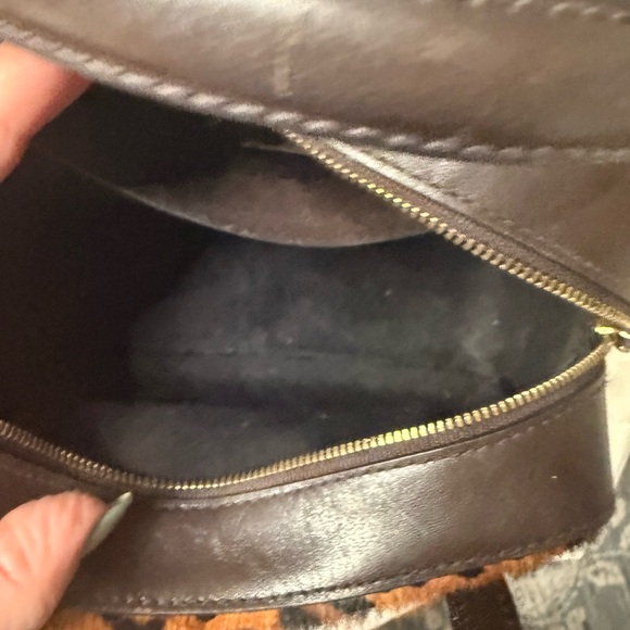 Leopard Print Brown Leather Handbag - Picture 5 of 7